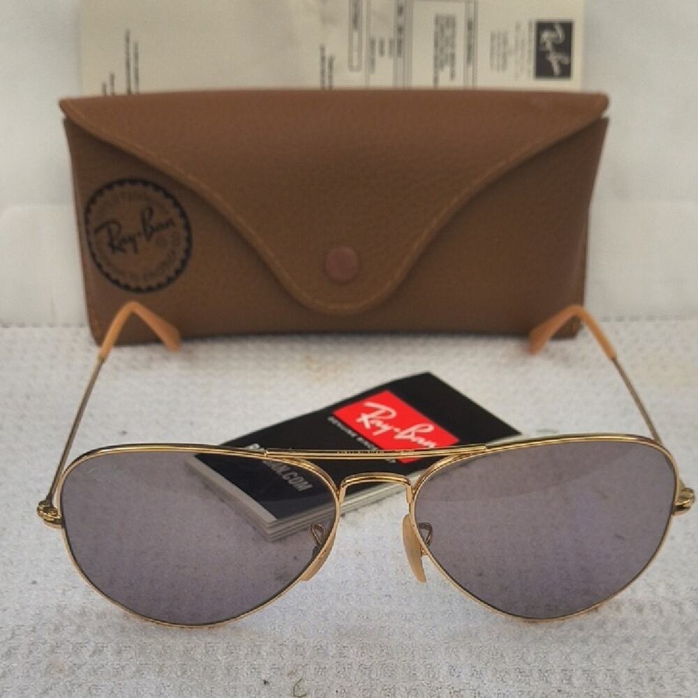 Ray-Ban Gold Frame Sunglasses with Gray Lenses